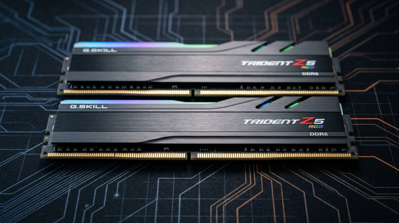 Modern High-Performance Desktop DDR5 RAM Memory Modules in Dual Channel
