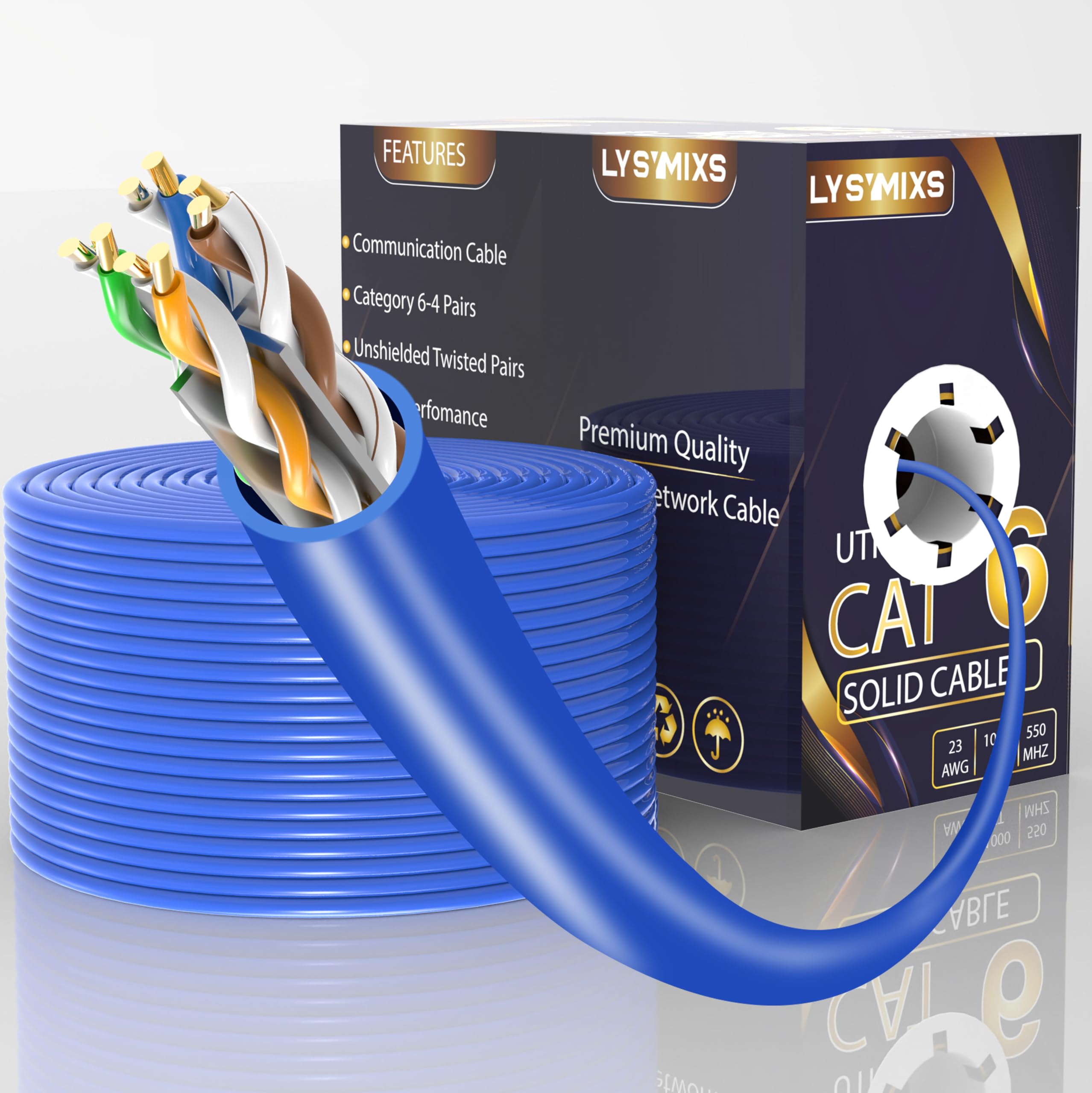 Lysymixs Cat 6 Solid Copper 1000FT Spool